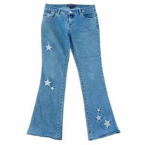 Stylish Blue Star-Embellished Women's Jeans low rise